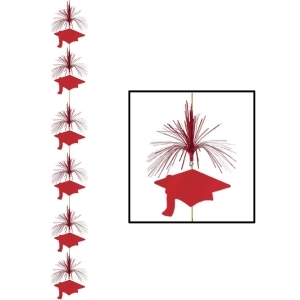 Club Pack of 12 Fun and Festive Red Grad Cap and Firework Stringer Hanging Decorations 7' - All