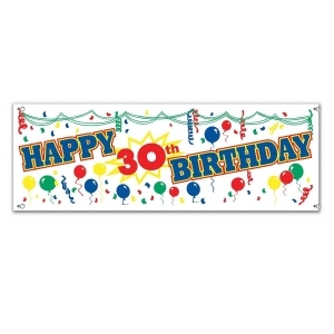 Club Pack of 12 Fun and Festive Happy 30th Birthday Sign Banner 60 - All