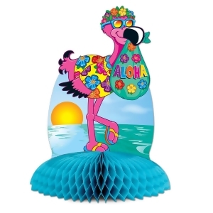 Club Pack of 12 Bright Multi-Colored Tropical Flamingo Tissue Centerpiece Party Decorations 10 - All