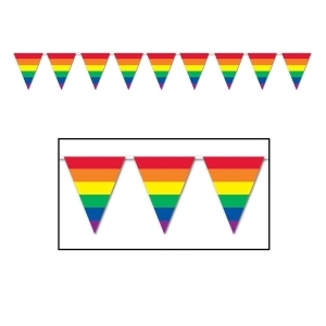 Club Pack of 12 Rainbow Pennant Hanging Banner Decoration 12' - All