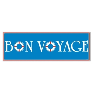 Club Pack of 12 Bon Voyage Blue White and Red Party Banner Decoration 5' - All