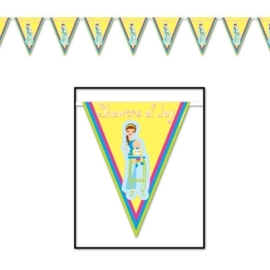 Club Pack of 12 Gender Neutral Showers of Joy Baby Shower Pennant Banner Decoration 12' - All