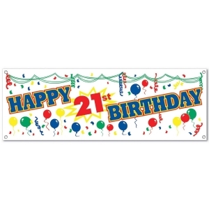 Club Pack of 12 Fun and Festive Happy 21st Birthday Sign Banner 60 - All