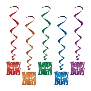 Club Pack of 30 Fun and Exciting Multi Color Happy Birthday Celebration Whirl Hanging Decorations 33 - All