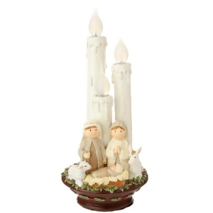 14.5 Pre-Lit Holy Family Christmas Nativity with Candles Tabletop Decoration - All