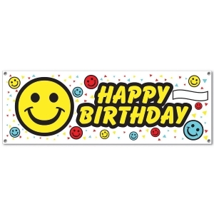 Club Pack of 12 Fun and Festive Happy Birthday Smile Face Sign Banner 60 - All