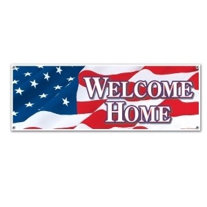 Club Pack of 12 American Flag Welcome Home Party Banner 5' - All