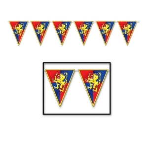 Club Pack of 12 Red Blue and Yellow Medieval Pennant Hanging Banner Party Decorations 12' - All
