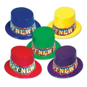 Club Pack of 25 Festive Happy New Years Rainbow Party Favor Hats - All