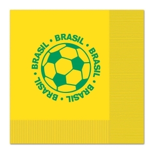 Club Pack of 192 Green and Yellow 2-Ply Soccer Ball Paper Party Lunch Napkins 6.5 - All