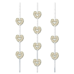 Club Pack of 36 Valentine Themed Floral Heart Ribbon Stringer Hanging Silver Party Decoration 4' - All