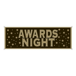Club Pack of 12 Fun and Festive Brown and Gold Awards Night Sign Hanging Banners60 - All