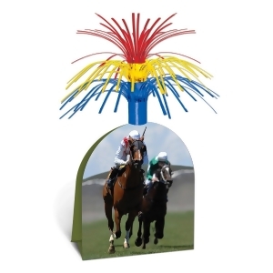 Club Pack of 12 Red Yellow and Blue Metallic Tinsel Horse Racing Centerpiece Decorations 13 - All