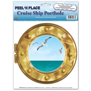 Club Pack of 12 Gold Cruise Ship Porthole Peel 'N Place Decoration 15 - All