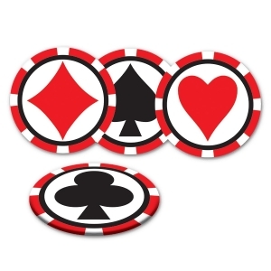 Club Pack of 96 Red White and Black Casino Night Card Suit Party Coasters 3.5 - All