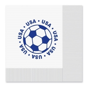 Club Pack of 192 White and Blue 2-Ply Soccer Ball Paper Party Lunch Napkins 6.5 - All