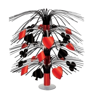 Pack of 6 Black and Red Diamonds Hearts Spades and Clubs Casino Cascade Table Centerpiece 18 - All