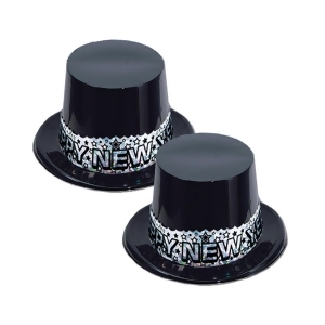 Club Pack of 25 Festive Happy New Years Silver Stardust Party Favor Hats - All