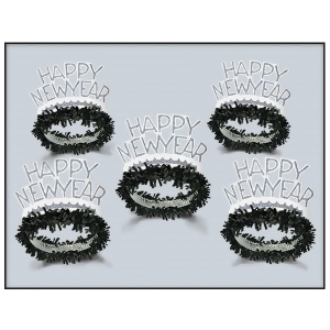 Club Pack of 50 Black and White Legacy Happy New Years Legacy Party Favor Tiaras - All