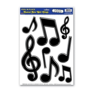 Club Pack of 96 Black 50's Rock Roll Musical Note Peel 'N Place Decorations 17 - All