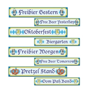 Club Pack of 12 Blue and Yellow Oktoberfest Sign Cutout Decorations 24 - All