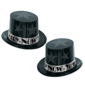Club Pack of 25 Star Tropper Silver Happy New Years Legacy Party Favor Hat - All