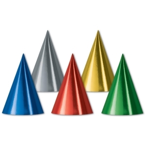 Club Pack of 144 Variety Color Festive Party Foil Cone Hats 6.75 - All