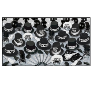 Club Pack of 50 Grand Deluxe Silver Happy New Years Legacy Party Favor Hat Kits - All