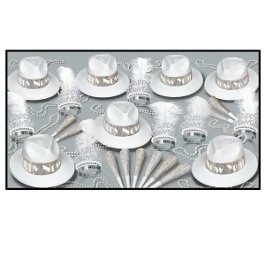 Club Pack of 50 La Silver and White Swing Happy New Years Legacy Party Favor Hat Kits - All