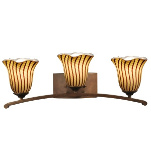 24.5 Sunny Light Amber Brown Striped Valley Glen Hand Crafted Glass Vanity Light Fixture - All