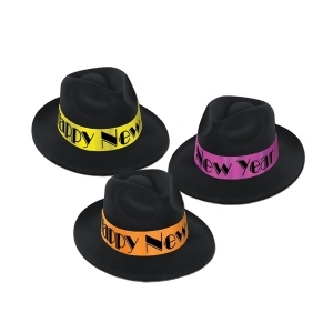 Club Pack of 25 Neon Swing Fedoras Happy New Years Legacy Party Favor Hats - All