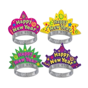 Club Pack of 50 Color-Brite Happy New Years Legacy Party Favor Tiaras - All
