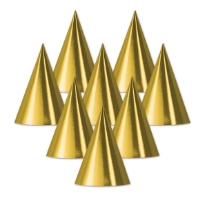 Club Pack of 48 Gold Fun and Festive Party Foil Cone Hats 6.75 - All