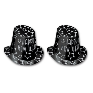 Club Pack of 25 Black Diamond Happy New Years Legacy Party Favor Hats - All