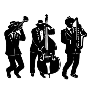 Club Pack of 36 Mardi Gras Themed Black and White Jazz Trio Silhouette Cutout Decorations 18 - All
