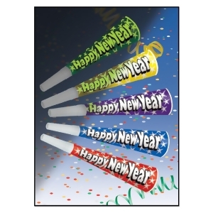 Club Pack of 100 Multi-Colored Happy New Year Midnight Glow Trumpet Horn Party Favors 9 - All