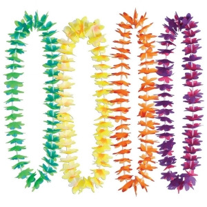 50 Vibrant Multi-Color Flower Tropical Luau Birthday Party Lei Necklaces 40 - All