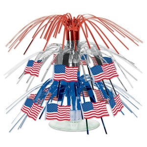 Pack of 12 Tinsel Usa Flag 4th of July Mini Cascading Party Table Centerpieces 7.5 - All