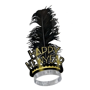 Club Pack of 50 Black and Gold Swing Happy New Years Legacy Party Favor Tiaras - All
