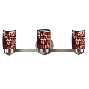 24 Deep Crimson Red and Coffee Black Windslow Hand Crafted Glass Vanity Light Fixture - All