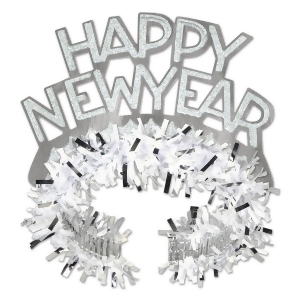 Club Pack of 50 White and Silver Regal Happy New Years Legacy Party Favor Tiaras - All