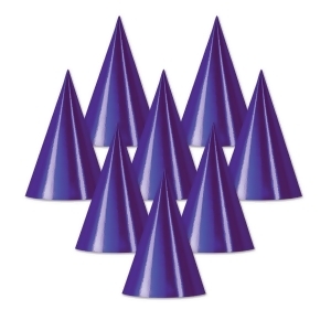 Club Pack of 48 Purple Fun and Festive Party Foil Cone Hats 6.75 - All