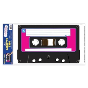 Club pack of 12 Black and Pink Retro Cassette Tape Peel 'N Place Decal Decorations 24 - All