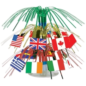 Pack of 12 Tinsel International Flag Mini Cascading Party Table Centerpieces 7.5 - All