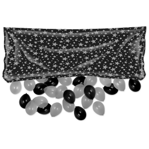 Club Pack of 12 Black and Silver Decorative Party Balloon Bags 80 - All