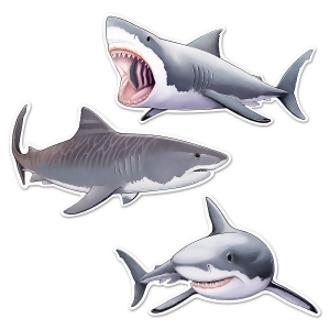 Club Pack of 36 Gray and White Deep Sea Shark Cutout Party Decorations 24.25 - All