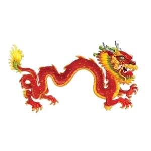 Club Pack of 12 Red Yellow and Green Asian Jointed Party Dragon Decorations 6' - All
