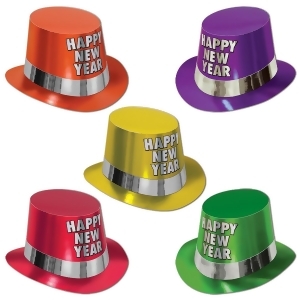 Club Pack of 25 Fluorescent Happy New Years Legacy Party Favor Hats - All