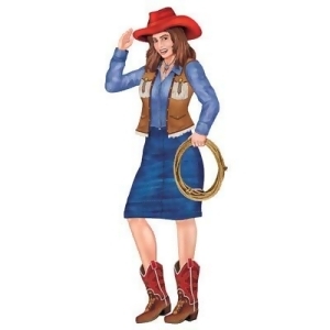 Pack of 12 Cowgirl with Lasso Jointed Figure Party Wall Decorations 36 - All