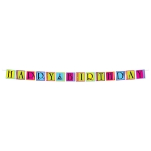 Club Pack of 12 Fun Festive and Colorful Jointed Happy Birthday Streamer Hanging Decorations 9' - All